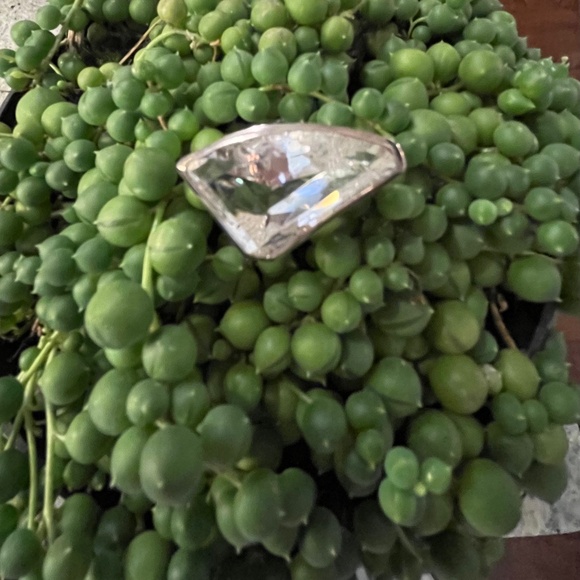 Deb Guyot faceted quartz ring in hammered sterling, big and bold size 12 - Picture 2 of 16